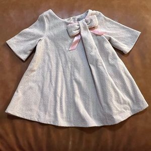 Tahari Baby Cream Herringbone Dress with Bow Detail